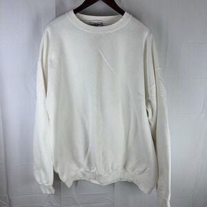 Vintage Lee Heavyweight Sweatshirt Men's 2X 90s Made in‎ USA Blank Off White